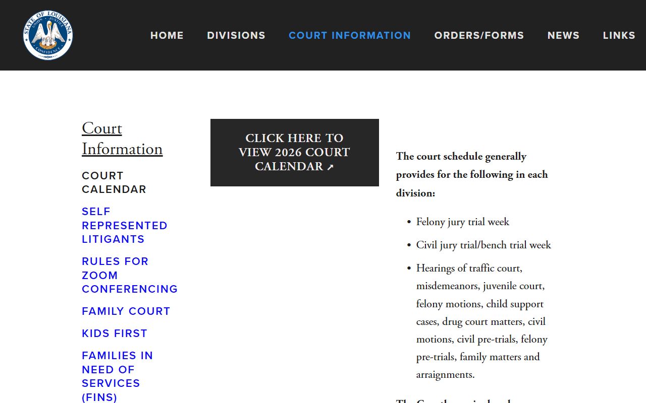 Vermilion Parish court dockets 15th JDC court calendar