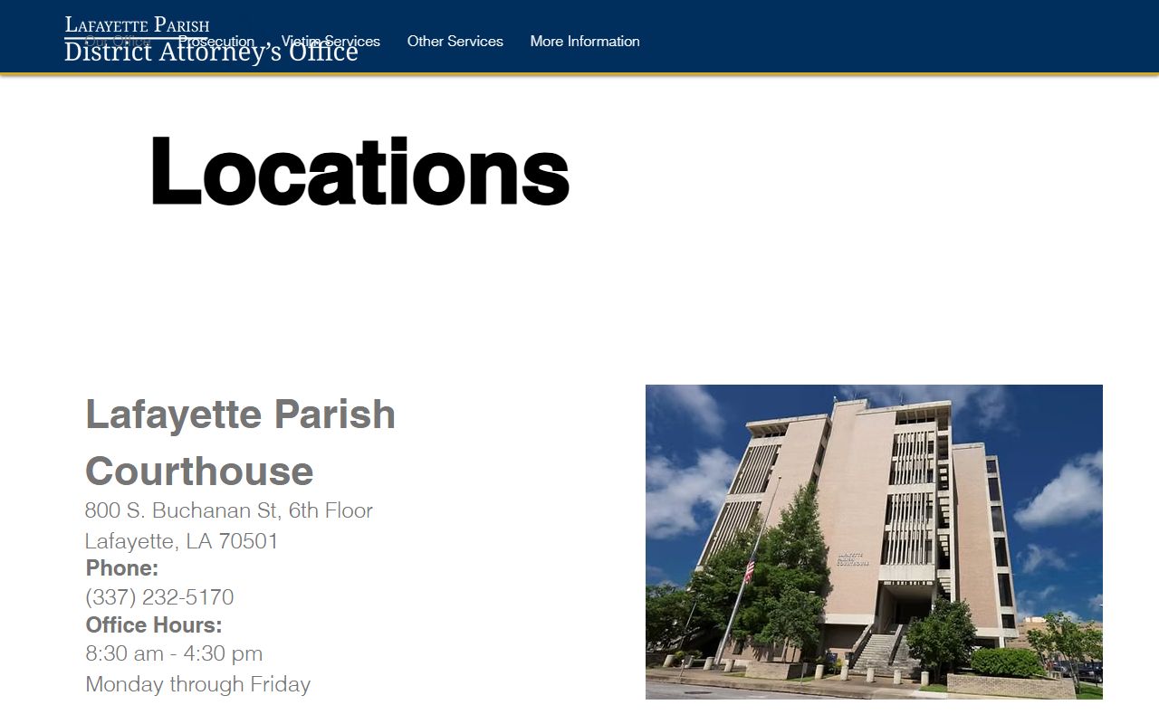 Vermilion Parish criminal court records 15th Judicial District Attorney location