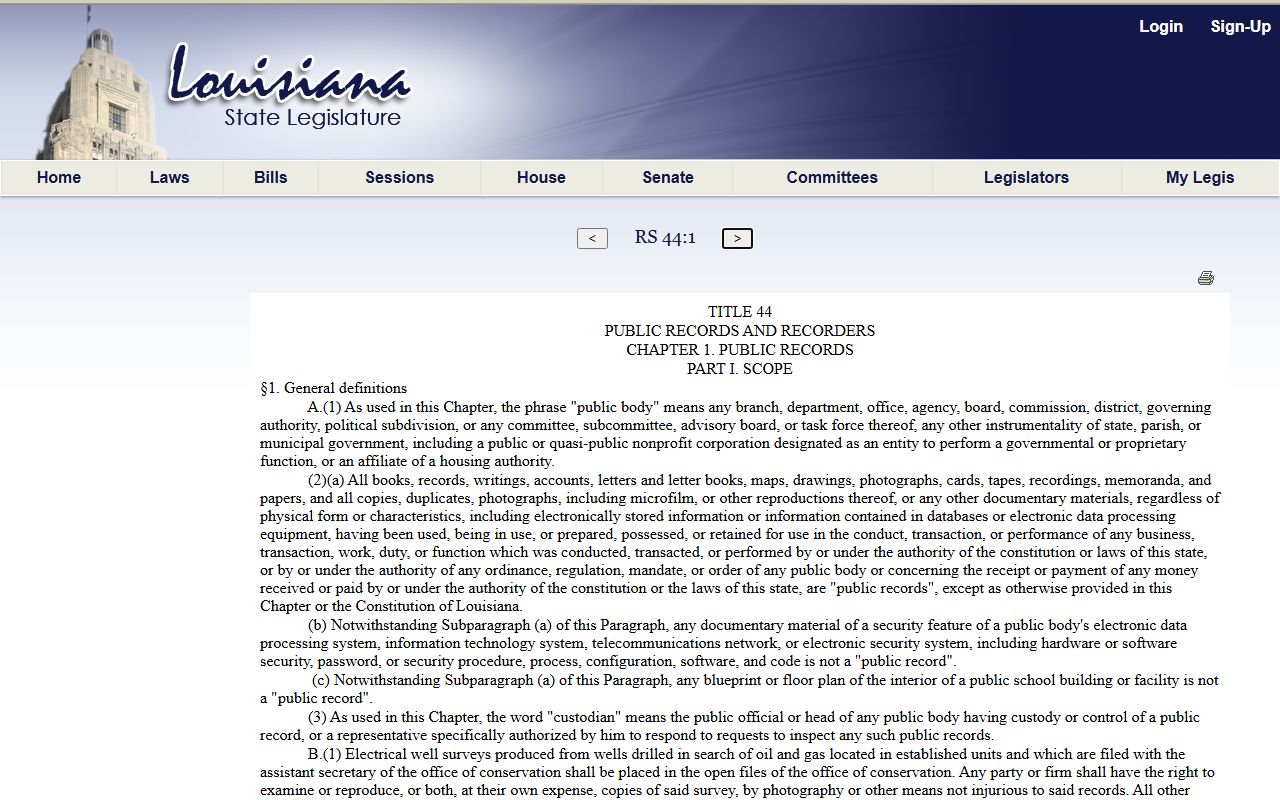 Vermilion Parish court records and Louisiana public records definition source
