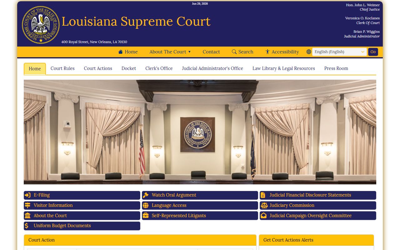 Vermilion Parish court records in the Louisiana Supreme Court structure