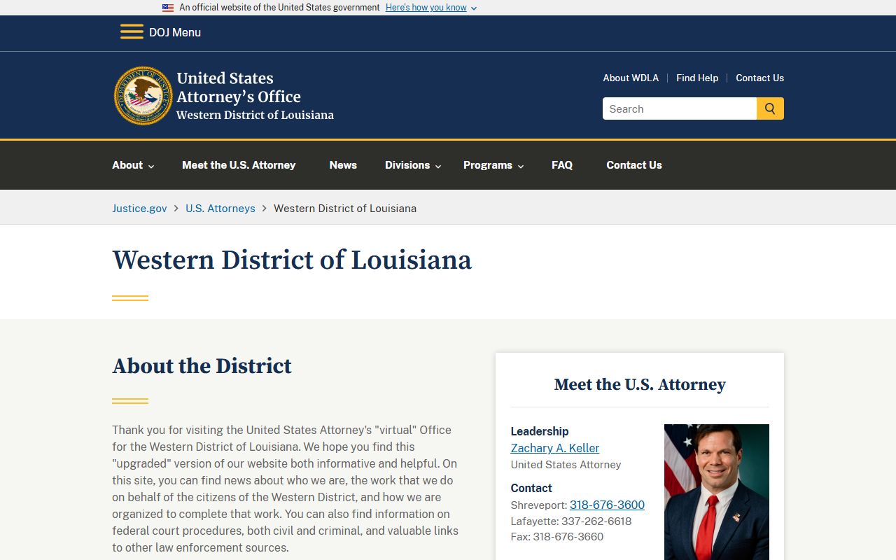 Vermilion Parish federal prosecution court records U.S. Attorney