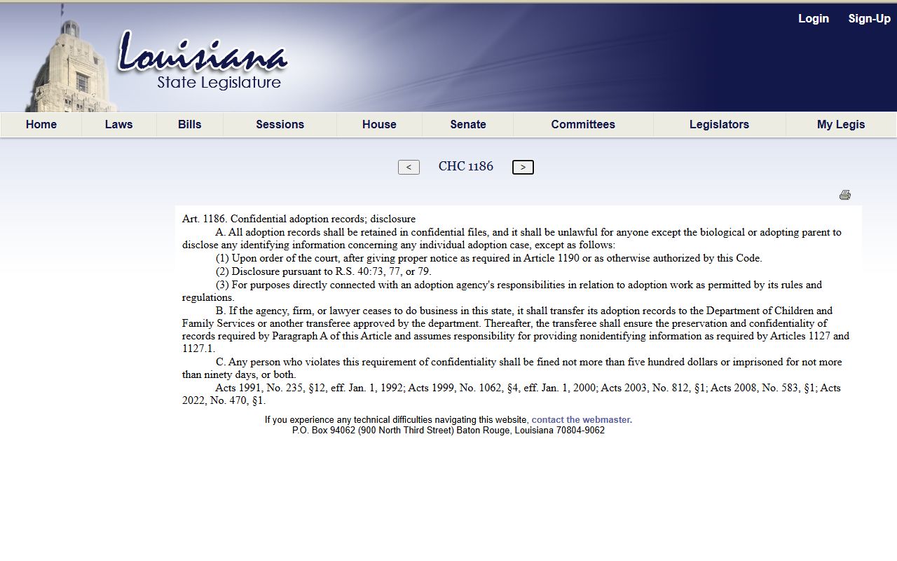 Vermilion Parish marriage and divorce records Louisiana adoption confidentiality law