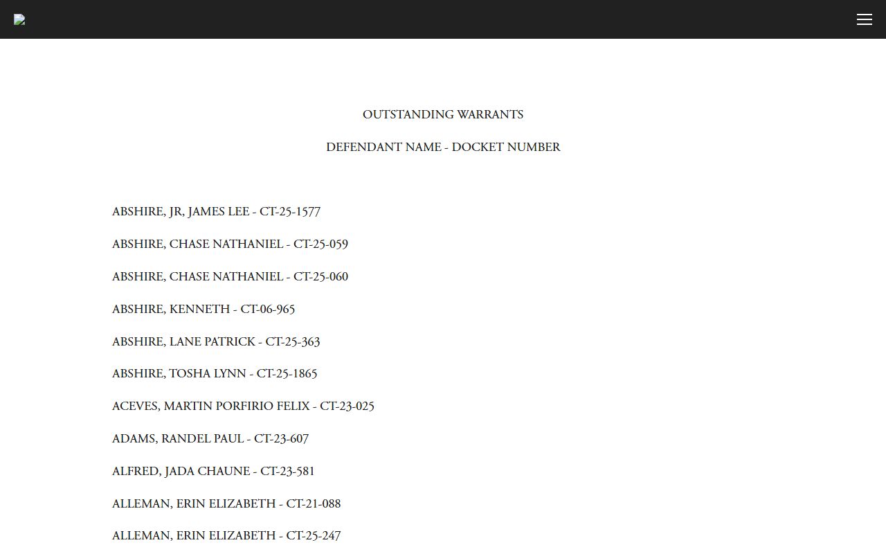 Vermilion Parish warrant records Kaplan City Court outstanding warrants