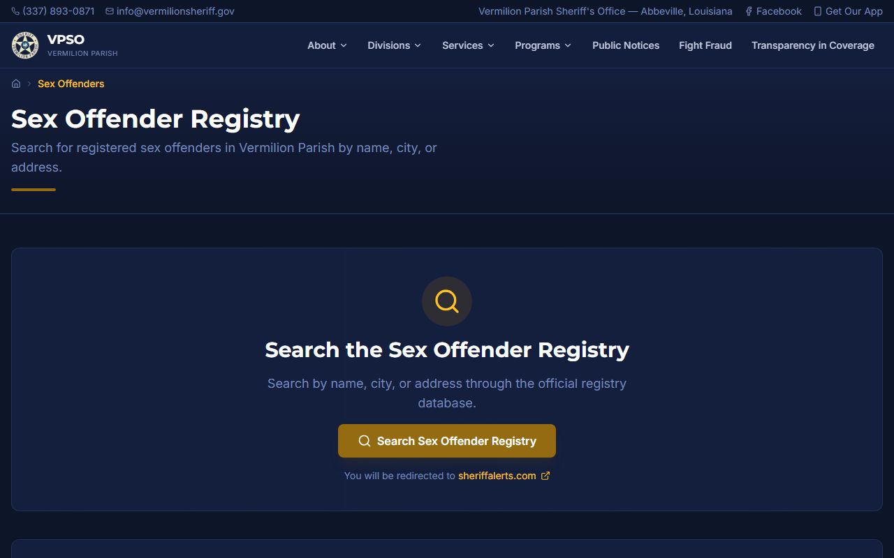 Vermilion Parish warrant records and sheriff registry distinction